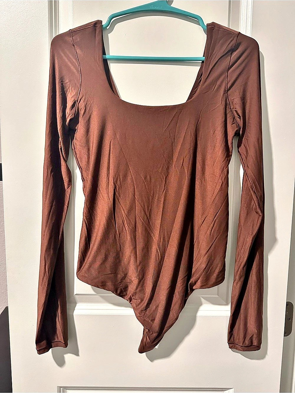 Aerie Smoothez Long Sleeve Bodysuit Brown Large
